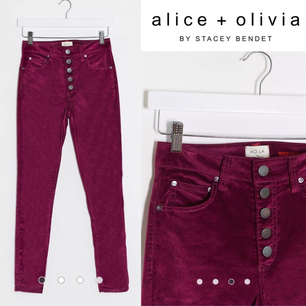 Excellent Condition Alice & Olivia Jeans High Rise Velvet Jeans